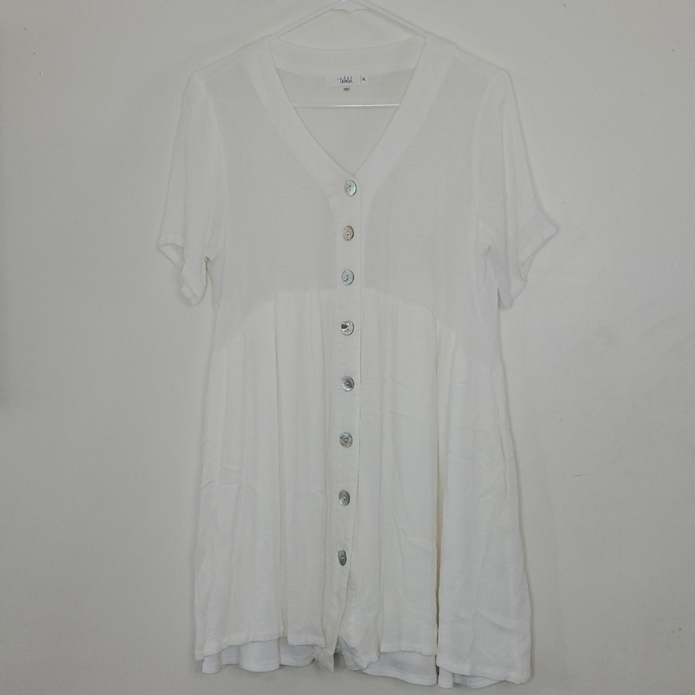 Talulah White Shirt Dress Size Extra Large Button Down Flowy Babydoll